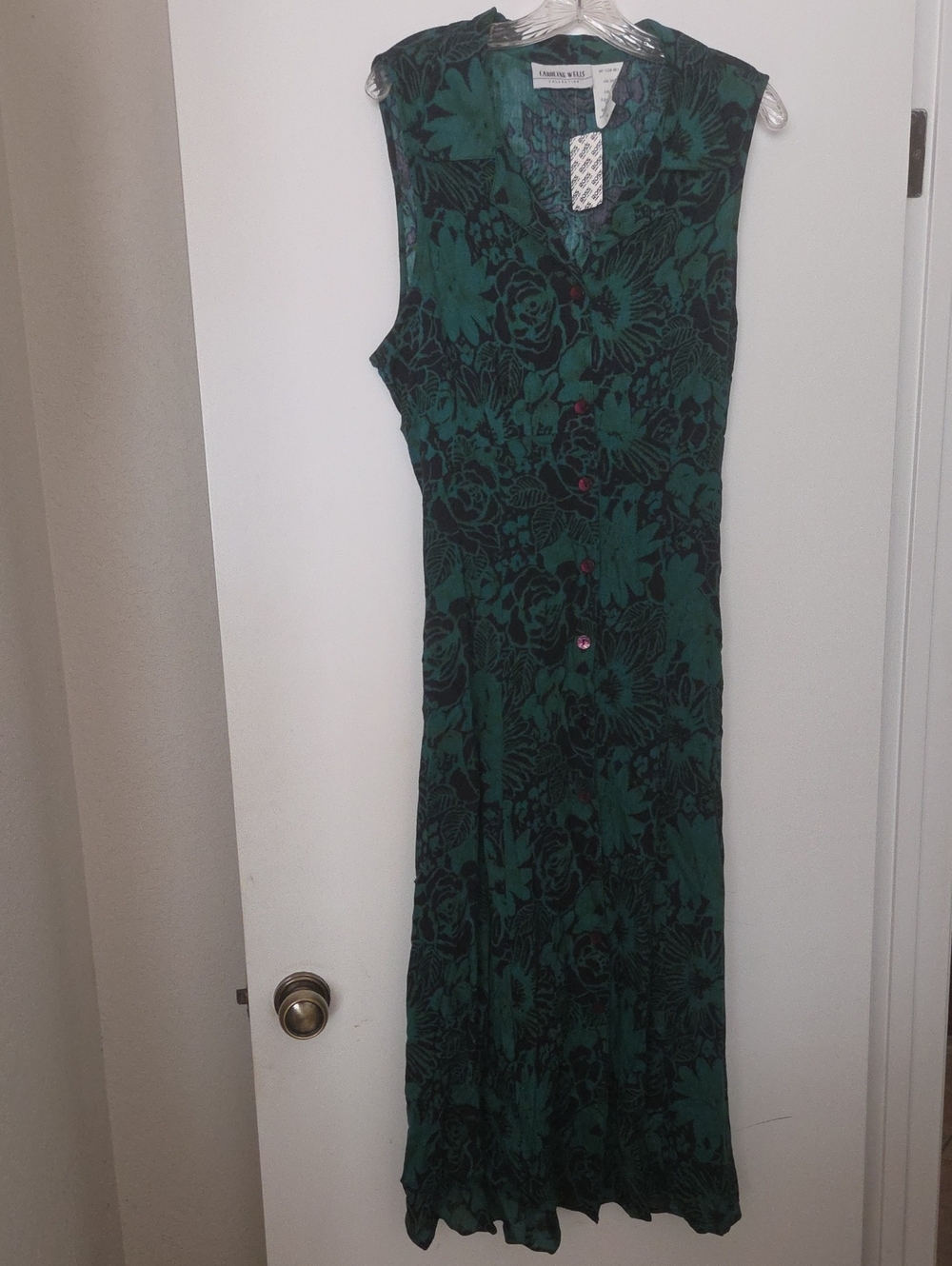 Caroline Wells Dark Teal Floral Maxi Dress